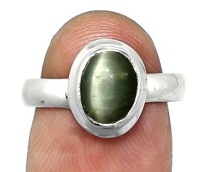 Genuine Cats Eye Ring size-7 EXR05092 R-1007, 7x9 mm