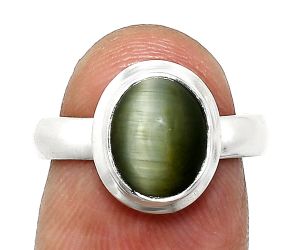 Genuine Cats Eye Ring size-7 EXR05093 R-1007, 8x10 mm