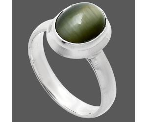 Genuine Cats Eye Ring size-7 EXR05093 R-1007, 8x10 mm