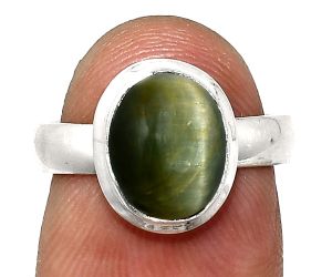 Genuine Cats Eye Ring size-6 EXR05094 R-1007, 8x10 mm