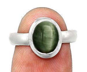 Genuine Cats Eye Ring size-7 EXR05095 R-1007, 7x9 mm