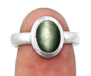 Genuine Cats Eye Ring size-8 EXR05096 R-1007, 7x9 mm