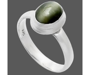 Genuine Cats Eye Ring size-8 EXR05096 R-1007, 7x9 mm