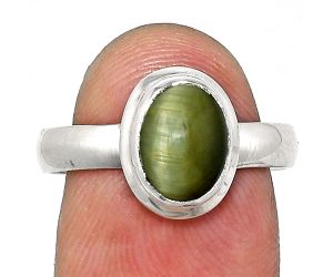 Genuine Cats Eye Ring size-8 EXR05097 R-1007, 7x9 mm