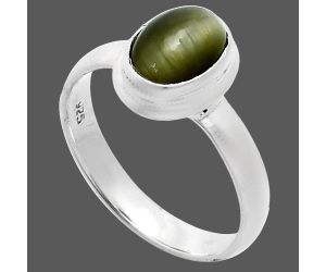 Genuine Cats Eye Ring size-8 EXR05097 R-1007, 7x9 mm