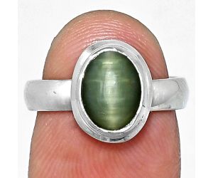 Genuine Cats Eye Ring size-6 EXR05098 R-1007, 7x9 mm