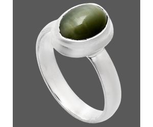 Genuine Cats Eye Ring size-6 EXR05098 R-1007, 7x9 mm