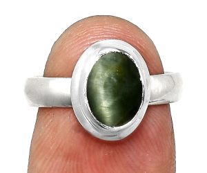 Genuine Cats Eye Ring size-6 EXR05099 R-1007, 7x9 mm