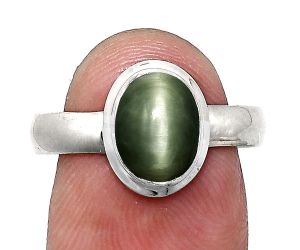 Genuine Cats Eye Ring size-8 EXR05100 R-1007, 7x9 mm