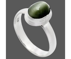 Genuine Cats Eye Ring size-8 EXR05100 R-1007, 7x9 mm