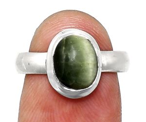 Genuine Cats Eye Ring size-7 EXR05101 R-1007, 7x9 mm