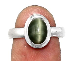 Genuine Cats Eye Ring size-7.5 EXR05102 R-1007, 7x9 mm