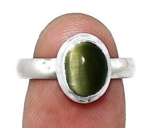 Genuine Cats Eye Ring size-8 EXR05103 R-1007, 7x9 mm