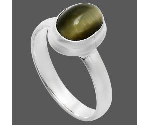 Genuine Cats Eye Ring size-8 EXR05103 R-1007, 7x9 mm