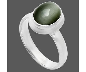 Genuine Cats Eye Ring size-7 EXR05104 R-1007, 8x10 mm