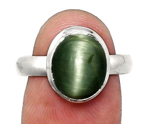 Genuine Cats Eye Ring size-8 EXR05105 R-1007, 9x11 mm