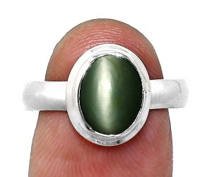 Genuine Cats Eye Ring size-8 EXR05107 R-1007, 7x9 mm