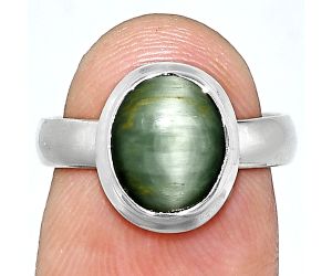 Genuine Cats Eye Ring size-6 EXR05109 R-1007, 8x10 mm