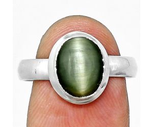 Genuine Cats Eye Ring size-8 EXR05110 R-1007, 8x10 mm