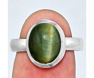 Genuine Cats Eye Ring size-8 EXR05111 R-1007, 9x11 mm