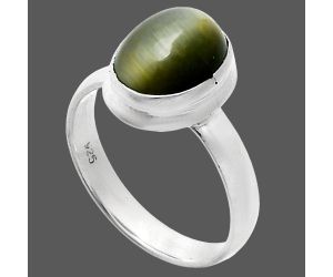 Genuine Cats Eye Ring size-8 EXR05111 R-1007, 9x11 mm