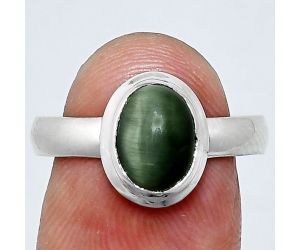 Genuine Cats Eye Ring size-8 EXR05112 R-1007, 7x9 mm