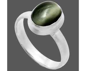 Genuine Cats Eye Ring size-8 EXR05113 R-1007, 8x10 mm