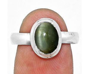 Genuine Cats Eye Ring size-8 EXR05115 R-1007, 7x9 mm