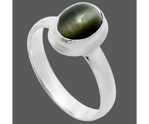 Genuine Cats Eye Ring size-8 EXR05115 R-1007, 7x9 mm