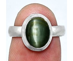 Genuine Cats Eye Ring size-6 EXR05116 R-1007, 8x10 mm