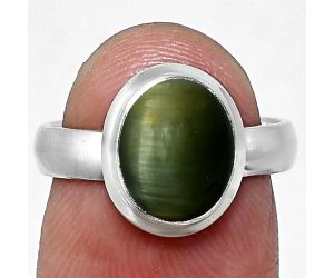 Genuine Cats Eye Ring size-6 EXR05117 R-1007, 8x10 mm