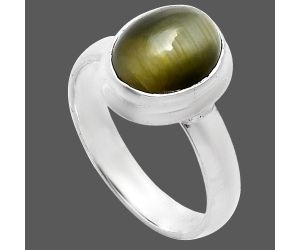 Genuine Cats Eye Ring size-6 EXR05117 R-1007, 8x10 mm