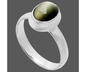 Genuine Cats Eye Ring size-8 EXR05119 R-1007, 7x9 mm