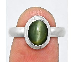 Genuine Cats Eye Ring size-8 EXR05121 R-1007, 7x9 mm