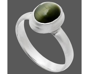 Genuine Cats Eye Ring size-8 EXR05121 R-1007, 7x9 mm