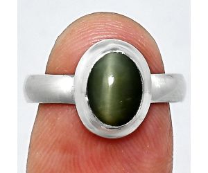 Genuine Cats Eye Ring size-7 EXR05122 R-1007, 7x9 mm