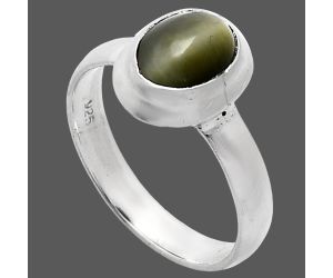 Genuine Cats Eye Ring size-7 EXR05122 R-1007, 7x9 mm