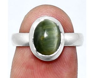 Genuine Cats Eye Ring size-6 EXR05123 R-1007, 7x9 mm