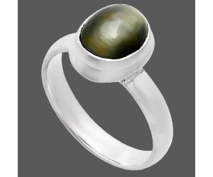 Genuine Cats Eye Ring size-6 EXR05123 R-1007, 7x9 mm