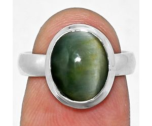 Genuine Cats Eye Ring size-6 EXR05125 R-1007, 9x11 mm