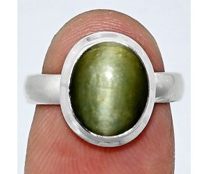 Genuine Cats Eye Ring size-6 EXR05127 R-1007, 9x11 mm