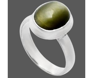 Genuine Cats Eye Ring size-6 EXR05127 R-1007, 9x11 mm