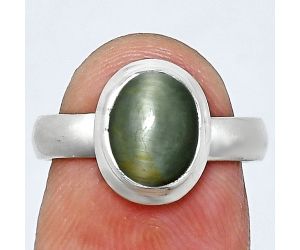 Genuine Cats Eye Ring size-6 EXR05129 R-1007, 7x9 mm