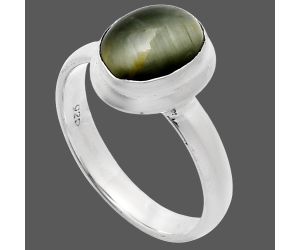 Genuine Cats Eye Ring size-8 EXR05130 R-1007, 8x10 mm