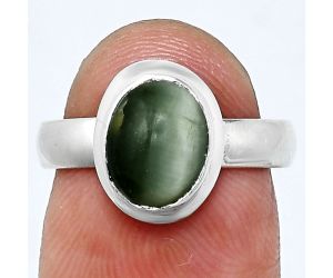 Genuine Cats Eye Ring size-6 EXR05131 R-1007, 7x9 mm