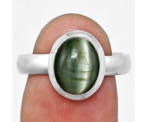 Genuine Cats Eye Ring size-8 EXR05132 R-1007, 8x10 mm