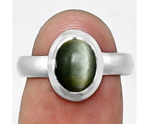 Genuine Cats Eye Ring size-7 EXR05133 R-1007, 7x9 mm