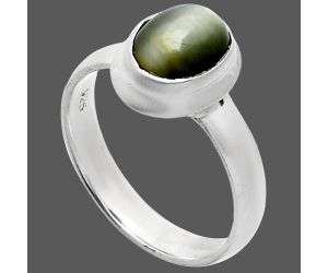 Genuine Cats Eye Ring size-7 EXR05133 R-1007, 7x9 mm