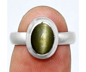 Genuine Cats Eye Ring size-6 EXR05134 R-1007, 7x9 mm