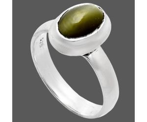 Genuine Cats Eye Ring size-6 EXR05134 R-1007, 7x9 mm